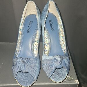 Kenneth Cole Reaction Denim Blue Knotted Heels